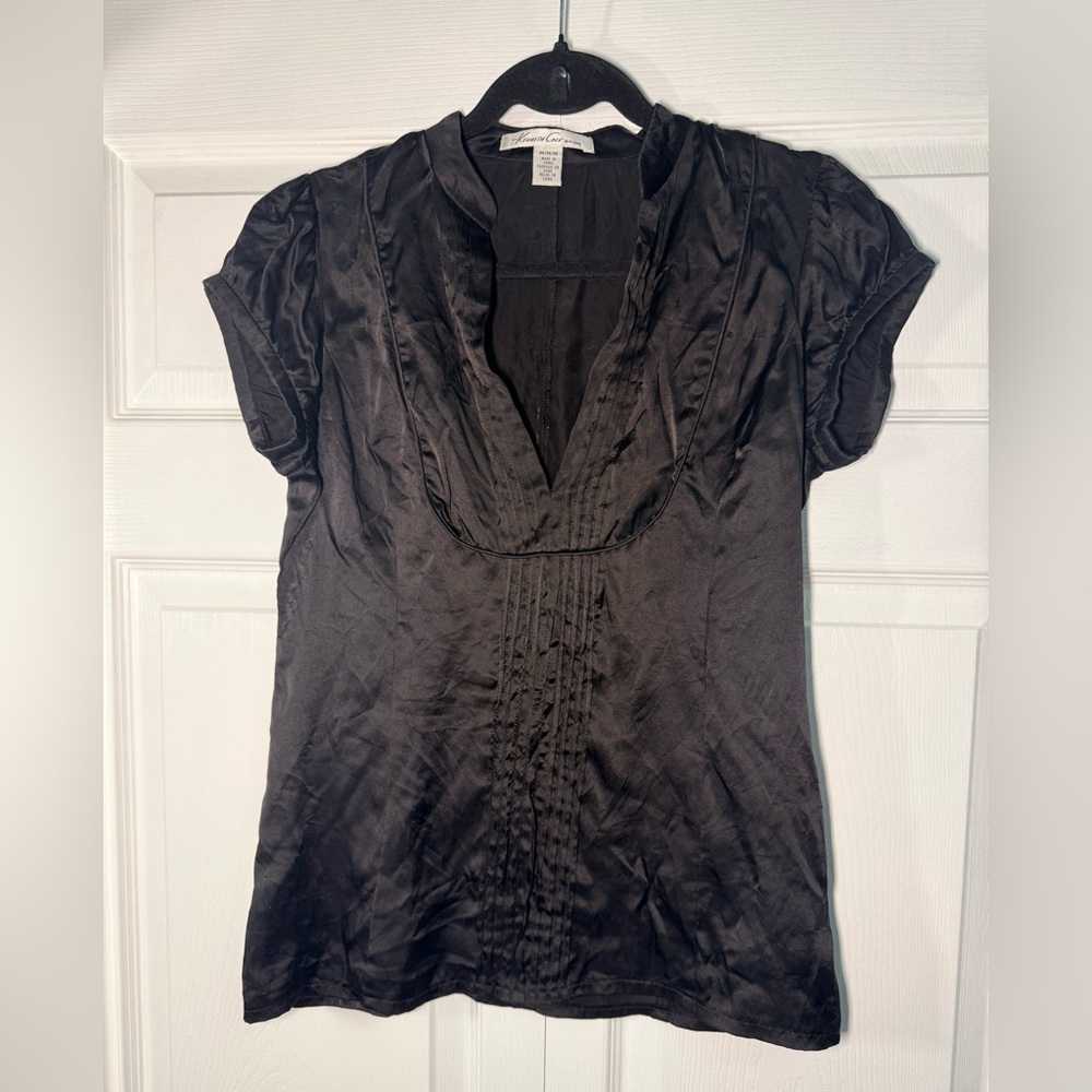 Y2K 100% Silk Kenneth Cole New York Black Blouse
